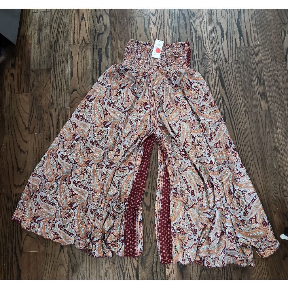 Kathmandu Paisley Wide Leg Pants - Red and Brown